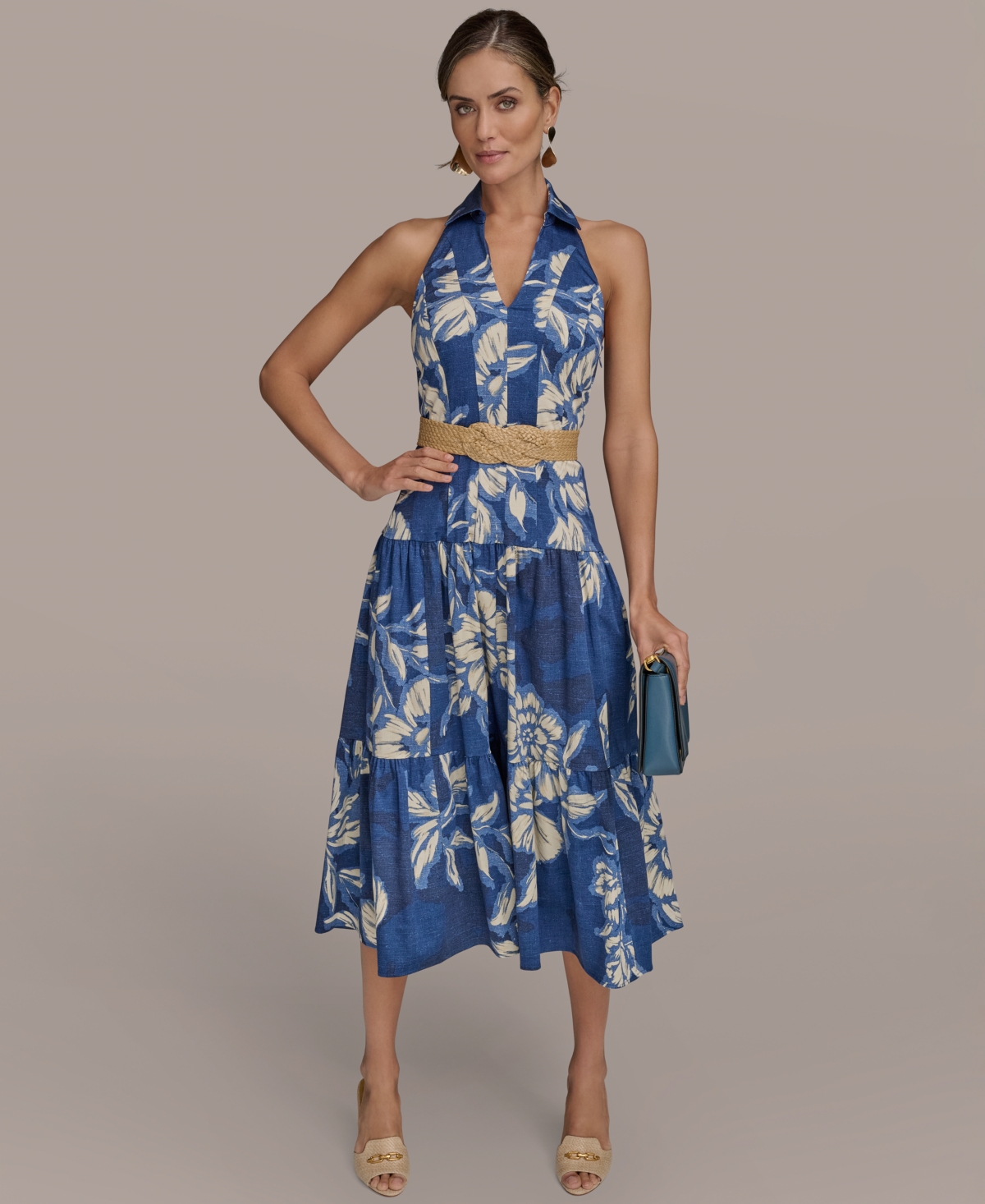 Donna Karan Women's Halter Belted Midi Dress