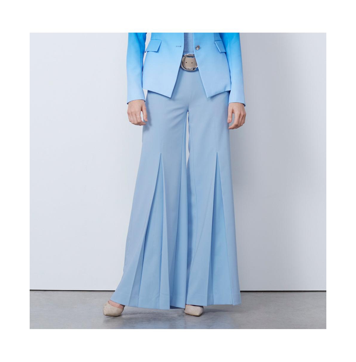 Women's Blue Stretch Pleat-Front Pants Bazaar - Blue