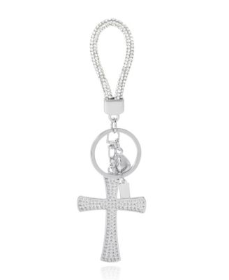Pave Crystal Cross Keychain Bag Charm