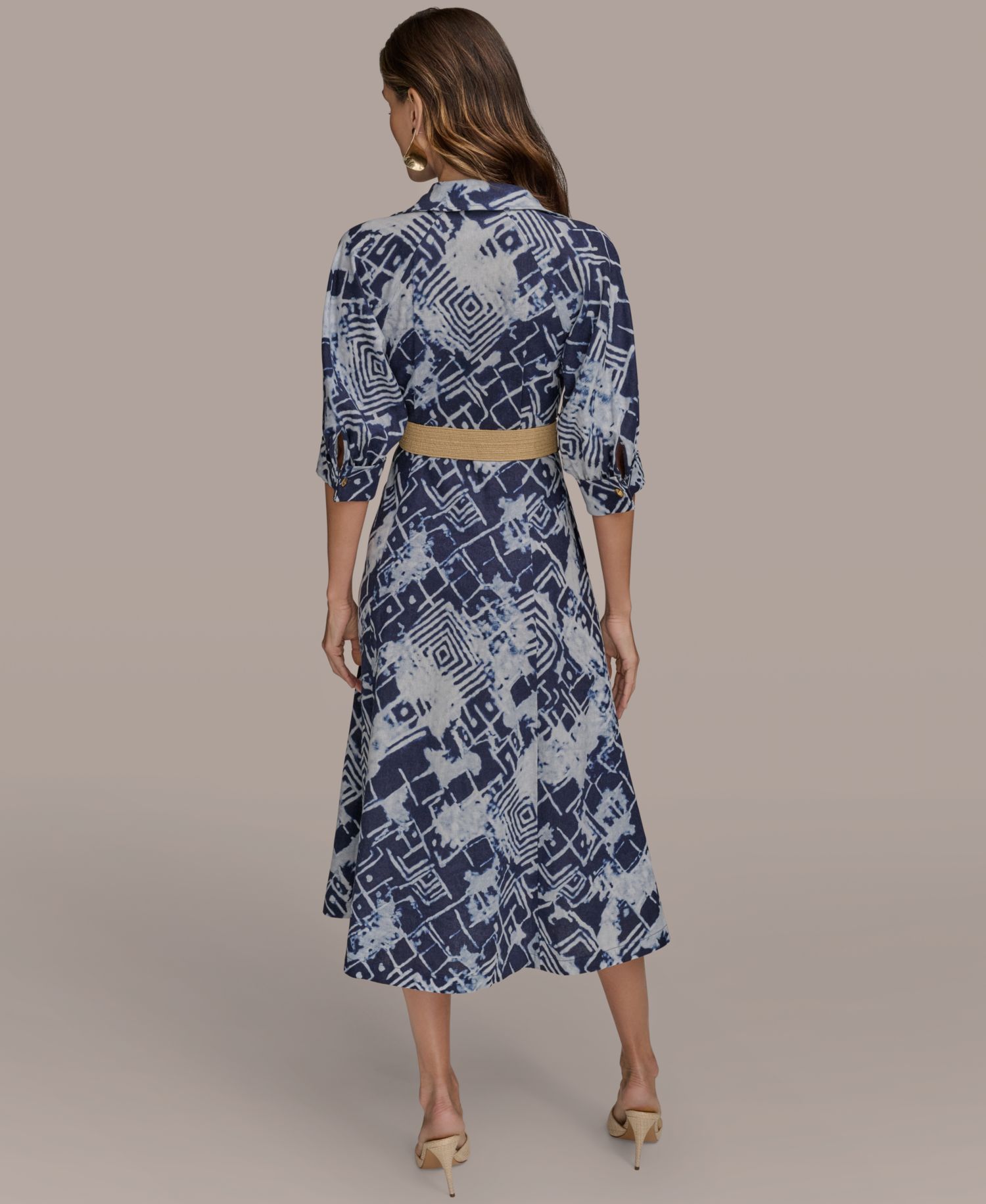 Women's Belted Midi Shirt Dress