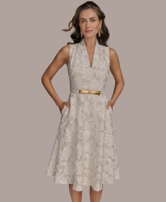 【Donna Karan New York】V-Neck High-Low Dress Donna Karan V-neck High-low Dress in Blue | Lyst