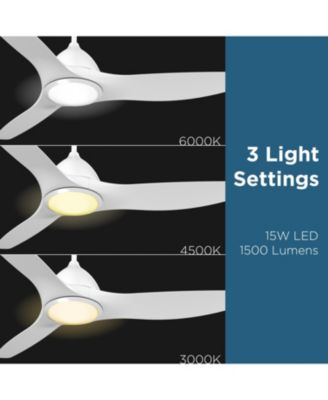 All Seasons 52" Ceiling Fan with Light, Quiet, Alexa/Google, 3 Color LED Lights, Reversible