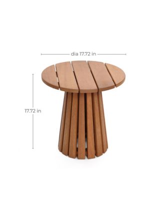 Outdoor Side Table, 17'' Natural Solid Wood Round Accent End Table, Modern Coffee Porch Tables for Indoor Outdoor, Plant Stand for Patio Garden Backyard