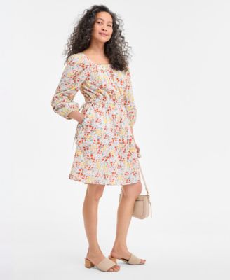 Women's Printed Lurex Square-Neck Dress, Exclusively at Macy's