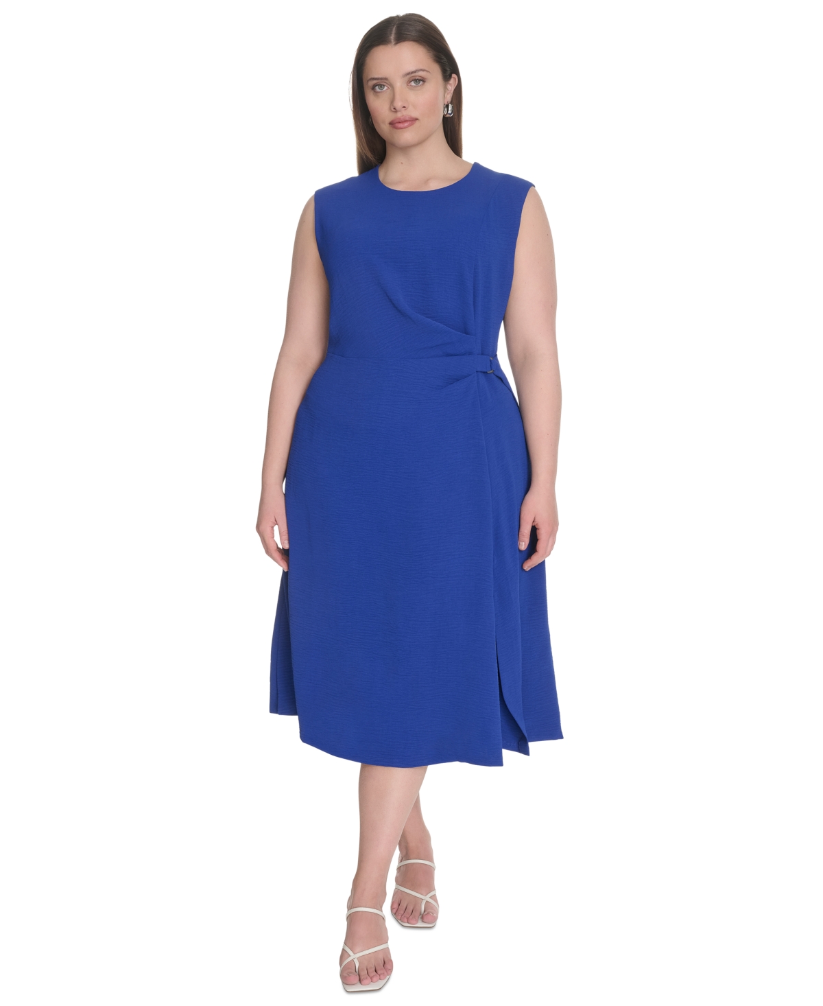 Calvin Klein Plus Size Side-cinched Sleeveless Midi Dress
