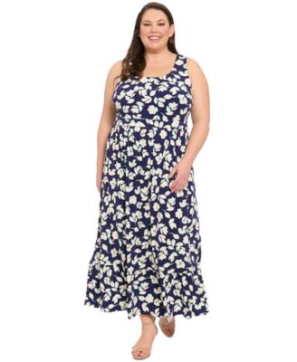 London Times - Plus Size Scoop-Neck Sleeveless Maxi Dress