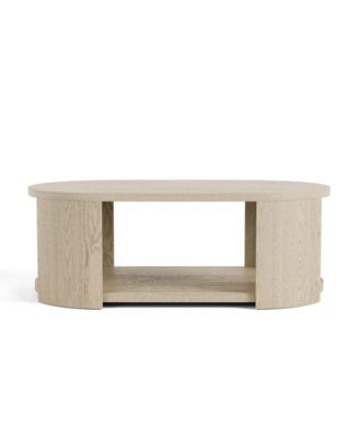 18" Oak Rubberwood Rosin Oval Modern Coffee Table