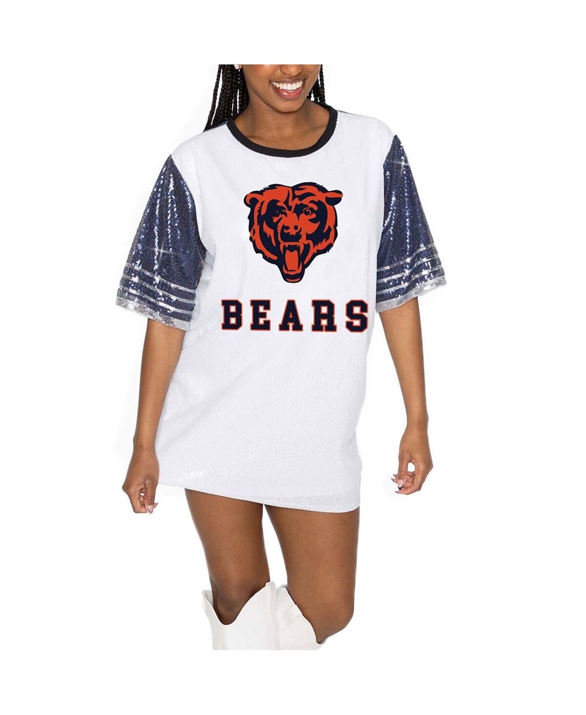 Shop Gameday Couture Women's White/navy Chicago Bears Bling It Full Sequin Jersey Dress In Navy,white