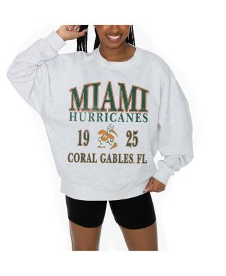 Women's Ash Miami Hurricanes Premium Fleece Pullover Sweatshirt