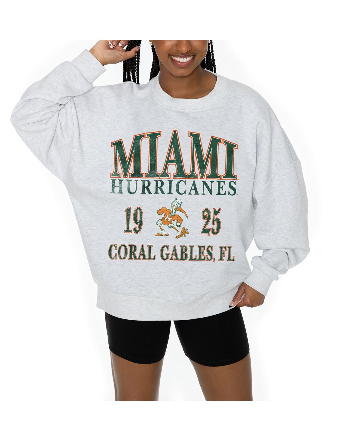 Gameday Couture Women's Ash Miami Hurricanes Premium Fleece Pullover Sweatshirt In White