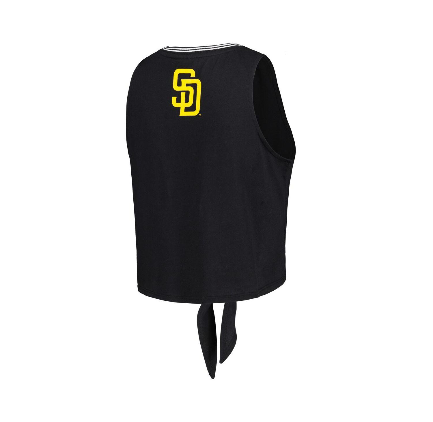Women's Black San Diego Padres Twisted Tie Front Tank Top