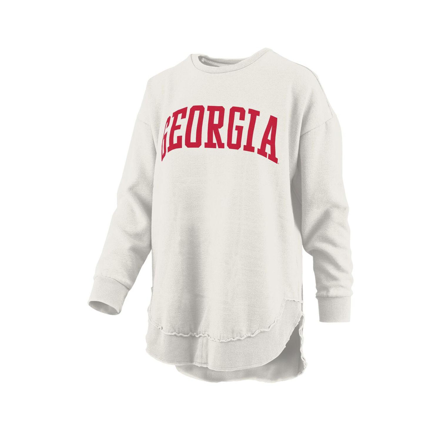 Women's Oatmeal Georgia Bulldogs Melange Poncho Vintage Fleece Long Sleeve Pullover Sweatshirt