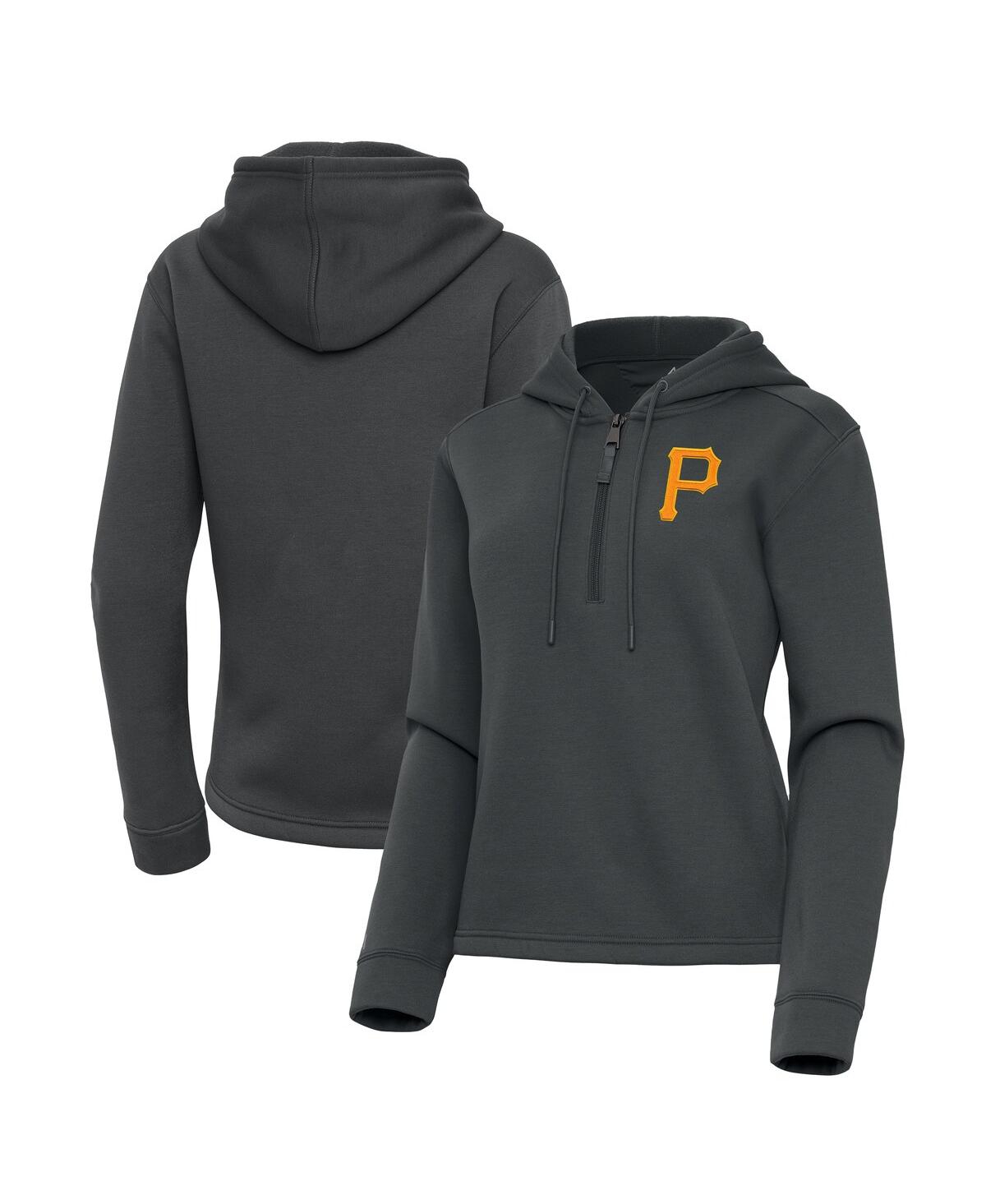 Antigua Women's Pewter Pittsburgh Pirates Contemporary Quarter-zip Hoodie In Pewter