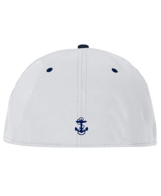Men's White/Navy Midshipmen Baseball Fitted Hat