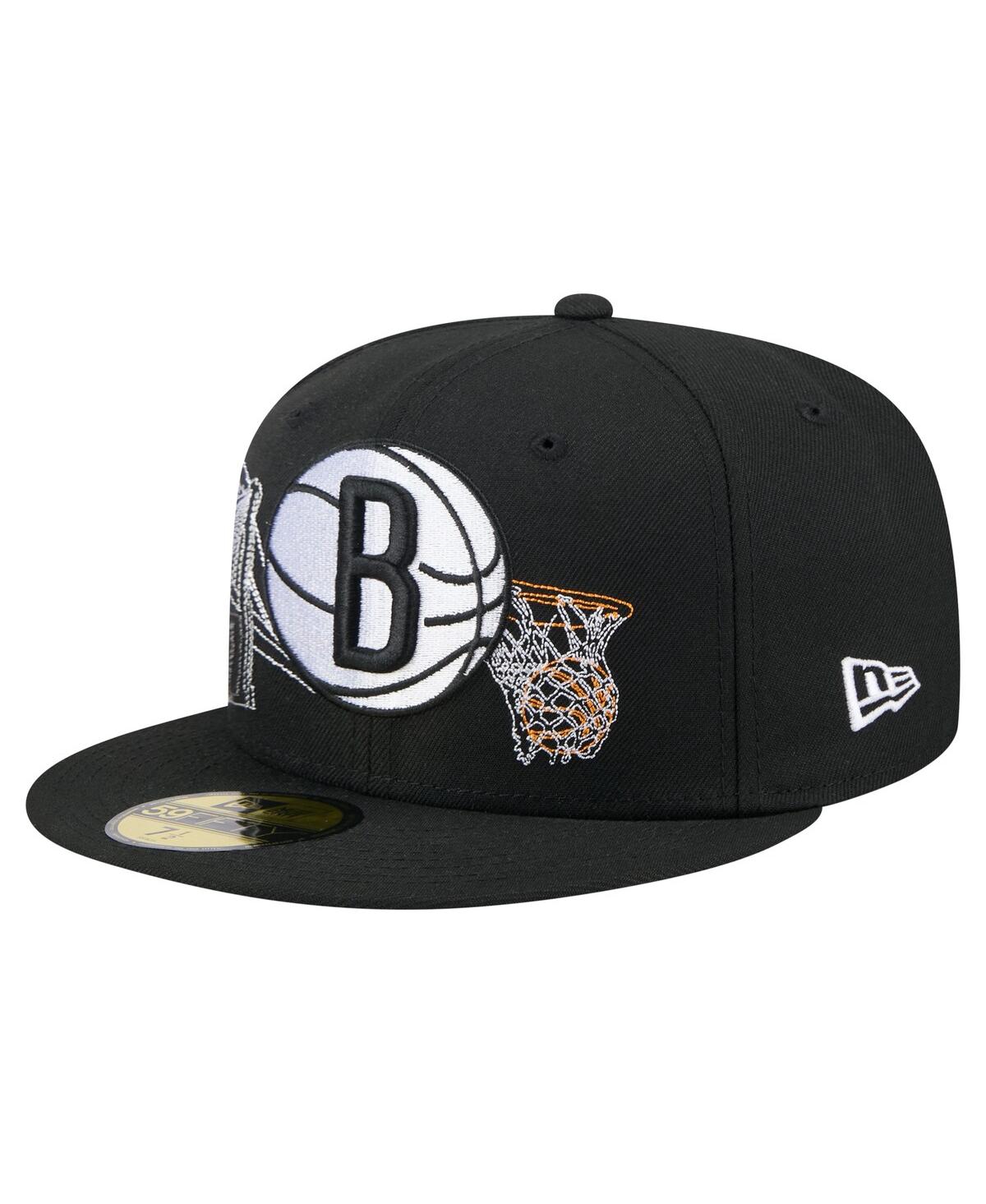 New Era Men's Black Brooklyn Nets State Stitch 59FIFTY Fitted Hat - Black
