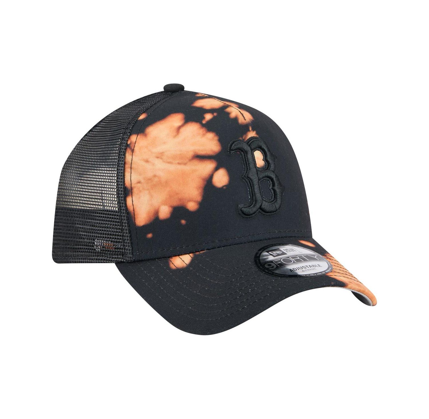 Men's Black Boston Red Sox Bleached A-Frame 9FORTY Adjustable Hat