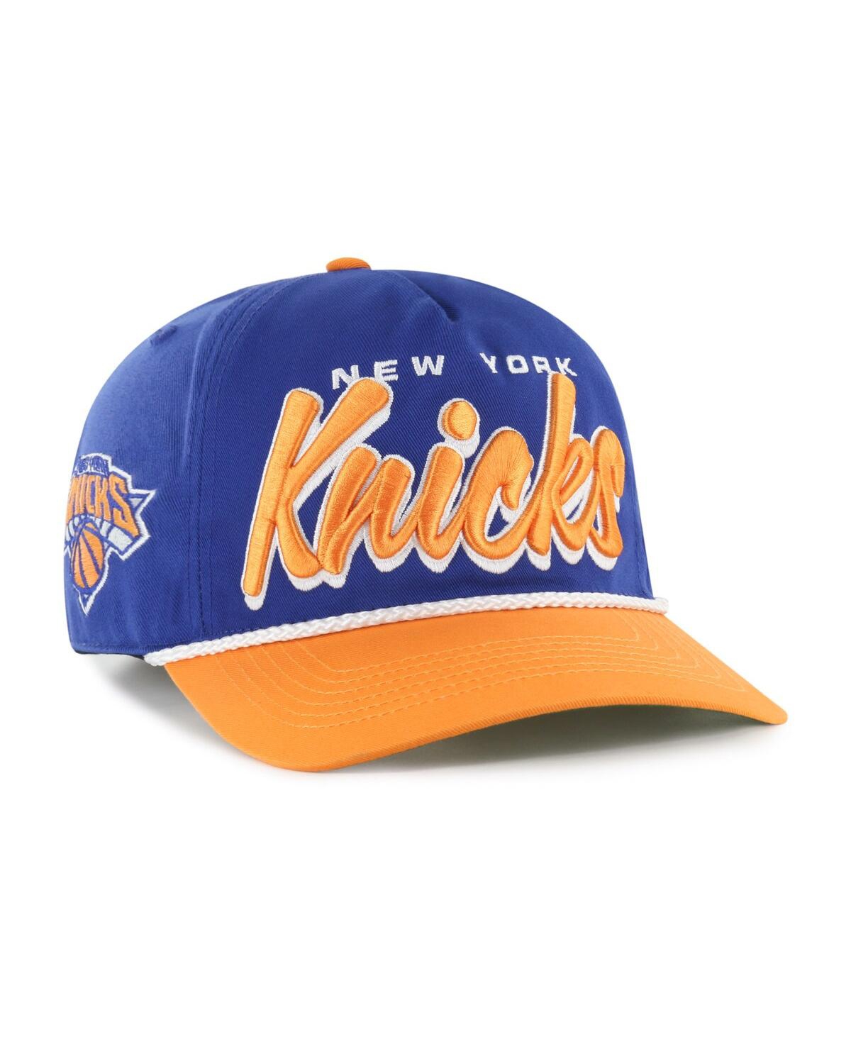 47 BRAND MEN'S BLUE/ORANGE NEW YORK KNICKS DROP SHADOW ROPE HITCH ADJUSTABLE HAT 