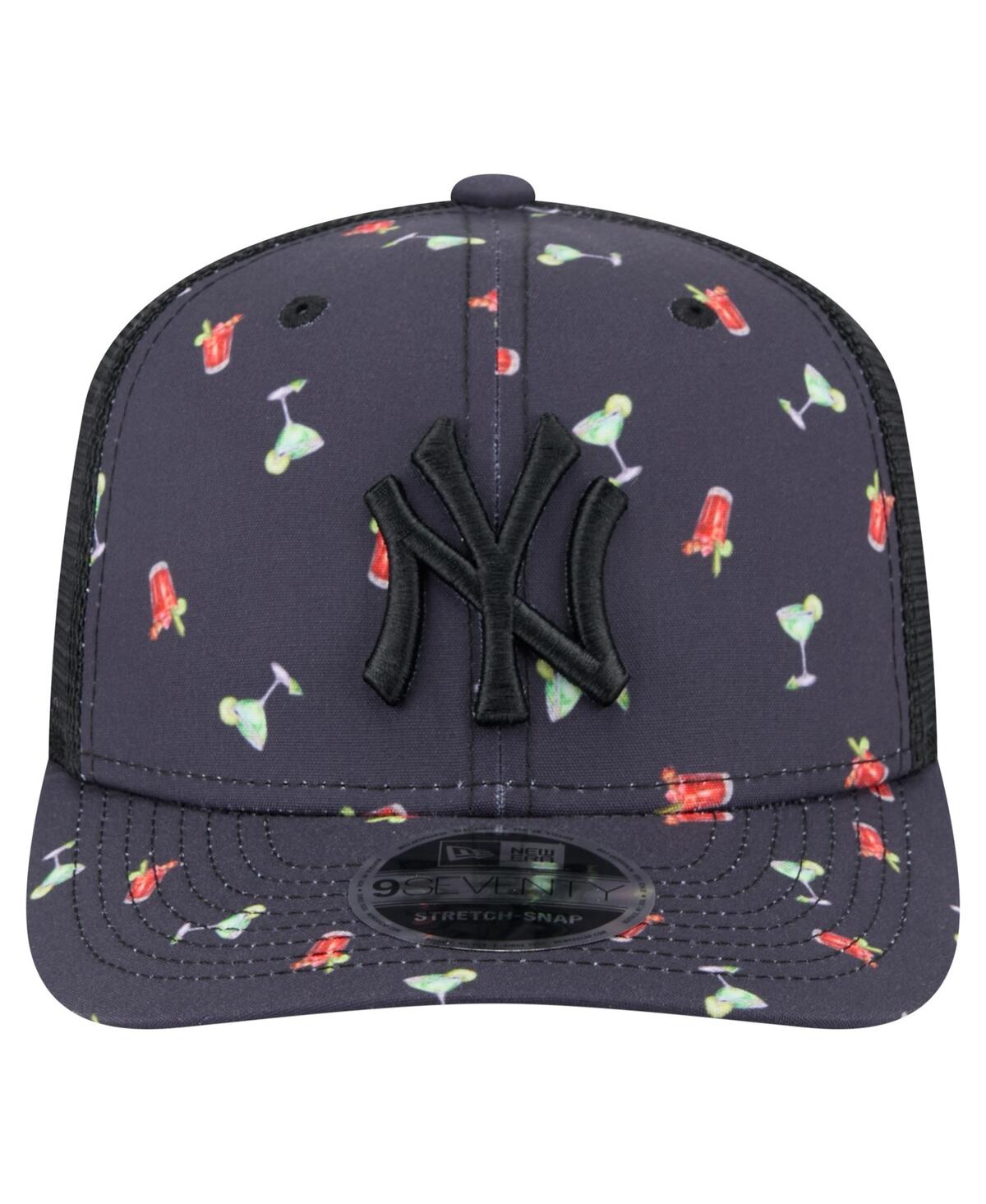 NEW ERA MEN'S BLACK NEW YORK YANKEES ADVENTURE DRINKS PATTERN 9SEVENTY STRETCH-SNAP HAT 