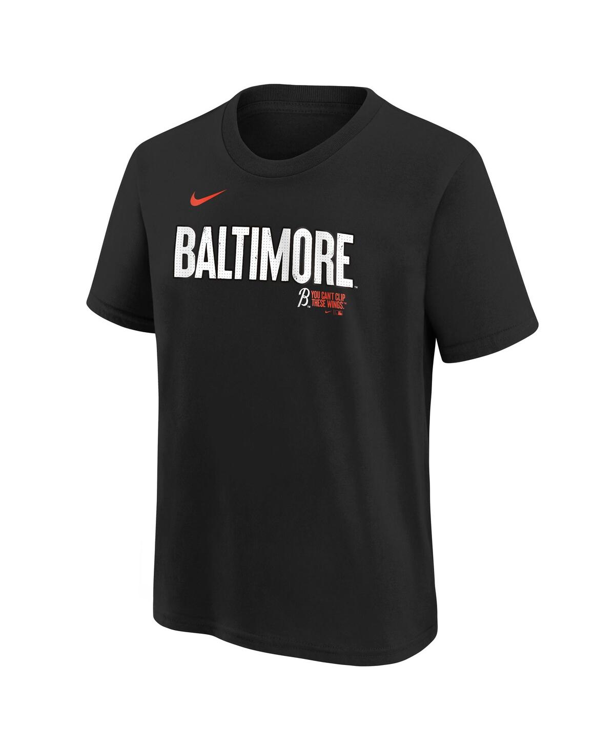 Nike Big Boys And Girls Black Baltimore Orioles City Connect Wordmark T-shirt In Black