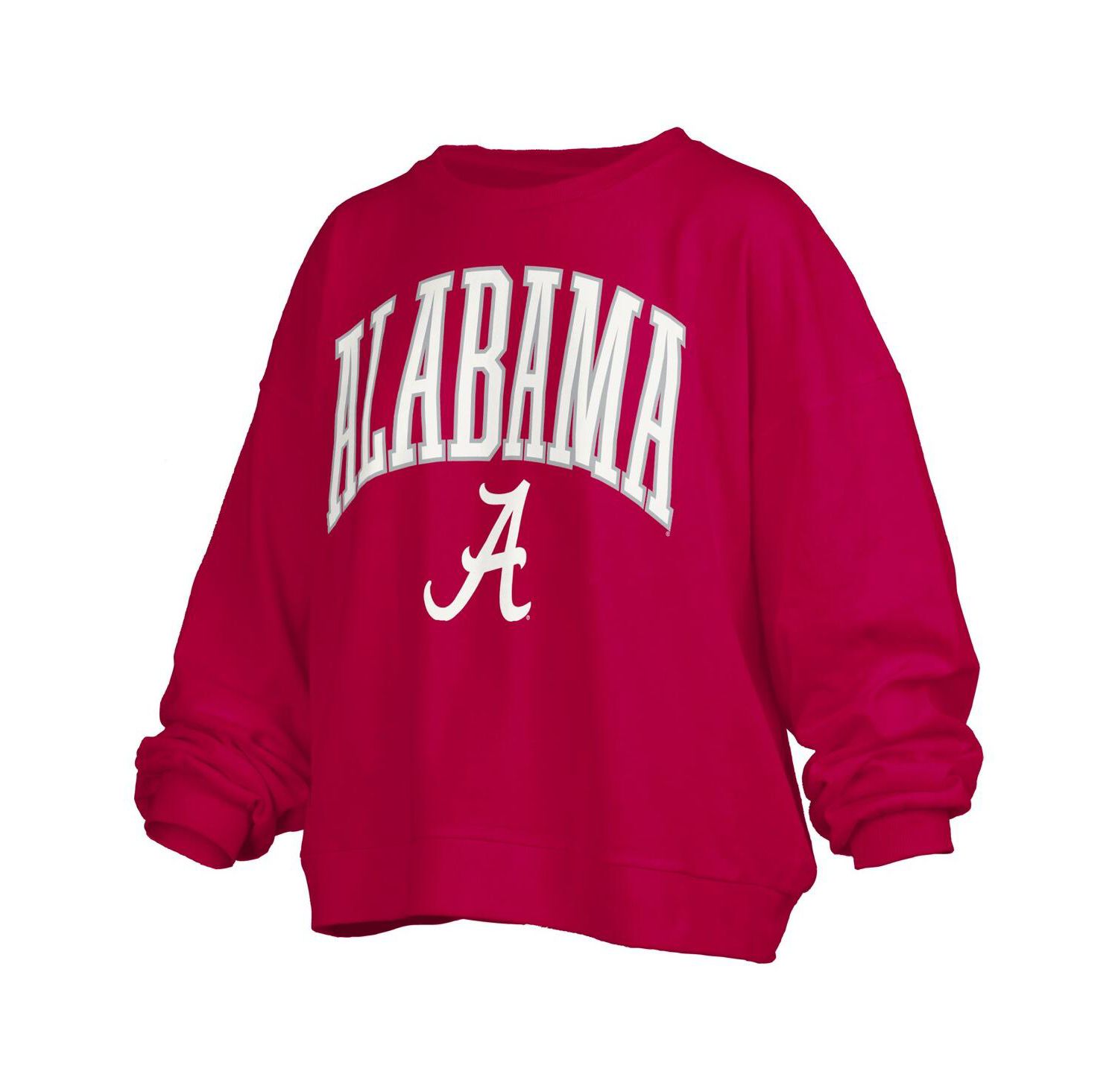 Women's Crimson Alabama Crimson Tide Janise Arch Over Logo Waist Length Oversized Pullover Sweatshirt