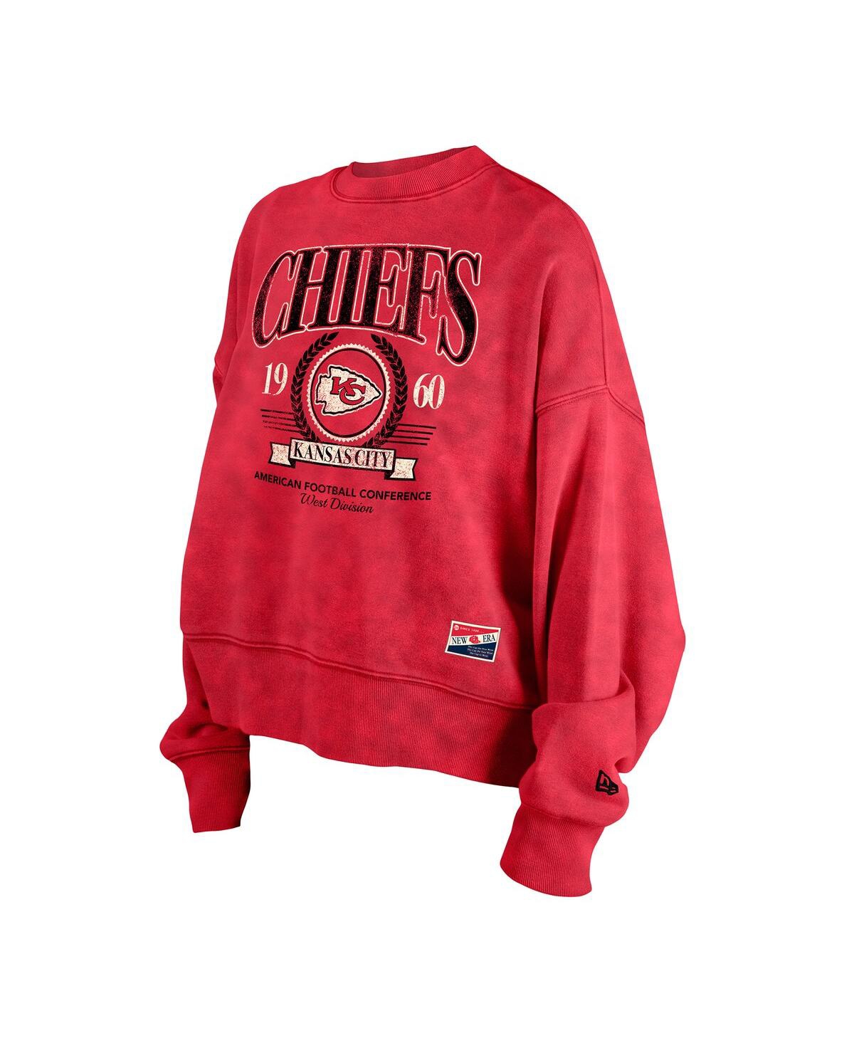 New Era Women's Red Kansas City Chiefs Throwback Boxy Sweatshirt In Red