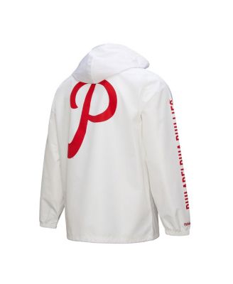 Men's White Philadelphia Phillies Vintage Full-Snap Hooded Coaches Jacket