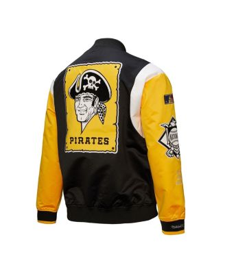 Men's Black/Gold Pittsburgh Pirates Cooperstown Collection Team Origins Satin Full-Snap Jacket