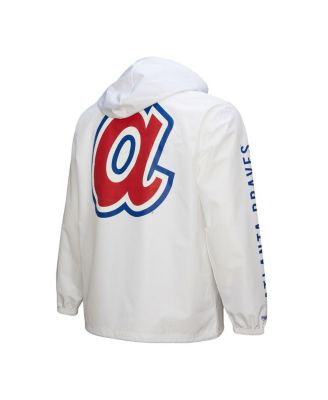 Men's White Atlanta Braves Vintage Full-Snap Hooded Coaches Jacket