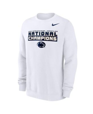Men's White Penn State Nittany Lions 2025 NCAA Wrestling National Champions Club Fleece Pullover Sweatshirt