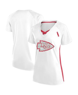 Fanatics - Women's  White Kansas City Chiefs Plus Size Glitter Lace-Up V- Neck T-Shirt