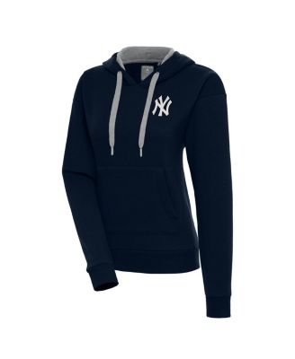 Antigua - Women's  Navy New York Yankees Brushed Metallic Victory Pullover Hoodie