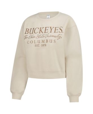 Women's Sand Ohio State Buckeyes Cropped Crewneck Sweatshirt
