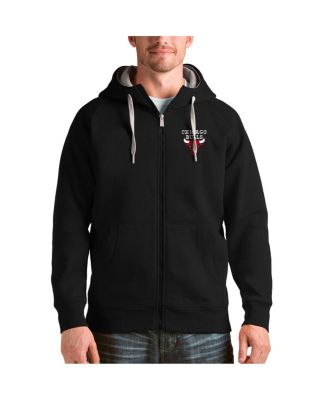 Antigua - Men's Black Chicago Bulls Logo Victory Full-Zip Hoodie