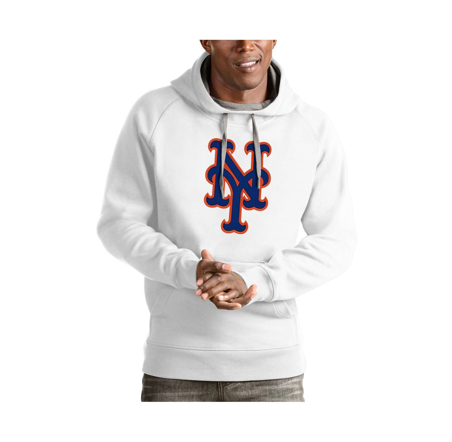 Men's White New York Mets Victory Pullover Team Logo Hoodie