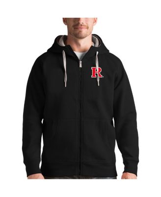 Antigua - Men's Black Rutgers Scarlet Knights Victory Full-Zip Hoodie