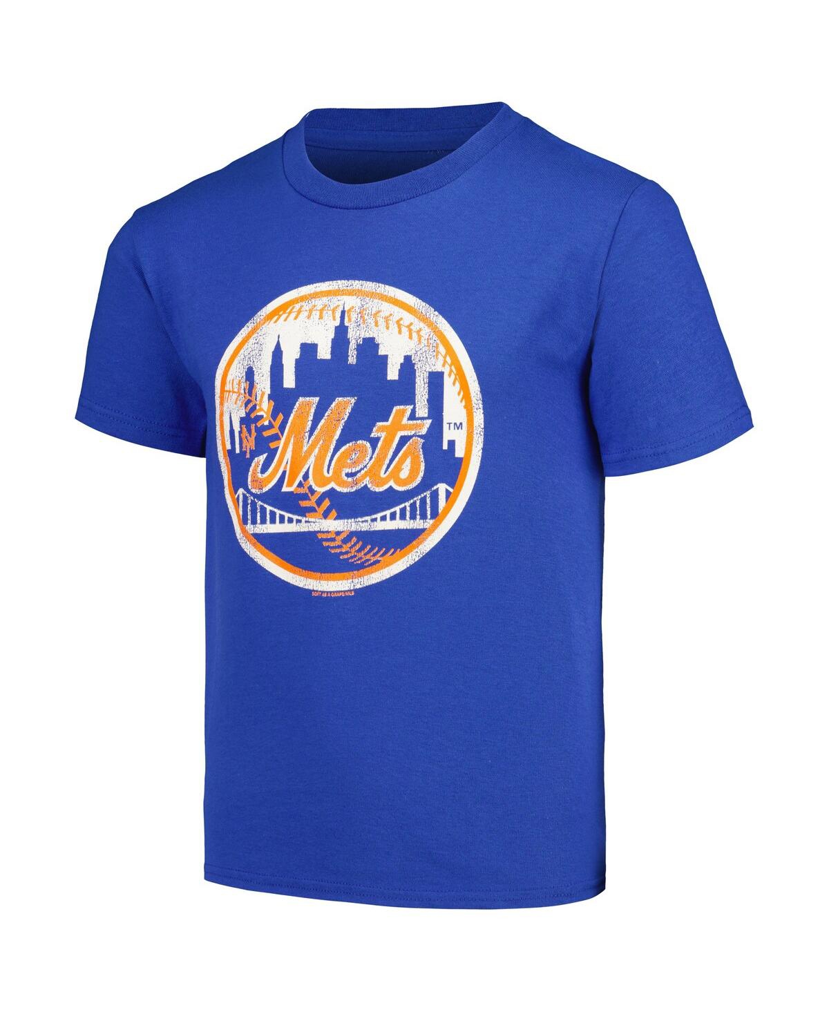 Soft As A Grape Big Boys And Girls Royal New York Mets Cooperstown Collection T-shirt In Blue