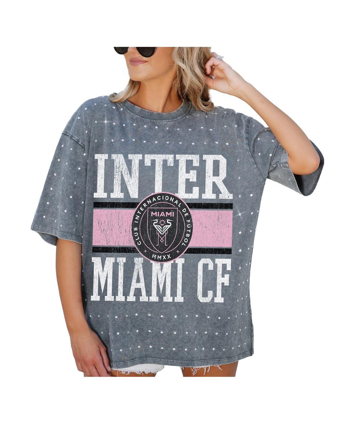 Shop Gameday Couture Women's Gray Inter Miami Cf Oversized Mini Rhinestone Classic T-shirt