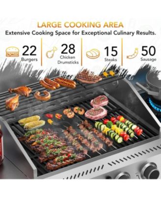 Gas Grill,Heavy-Duty Stainless Steel BBQ Grill,4 Burner Gas Grill with Side Burner,42000 BTU Propane Gas Grill for Outdoor Cooking,Barbecue,Garden and Patio Backyard