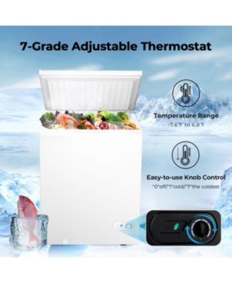 Chest Freezer 2.8 Cubic Feet Compact Freezer with 2 Removable Baskets, Free Standing Top open Door Deep Freezer, Adjustable Temperature for Home Dorm, Bar, Basement, Kitchen (White)