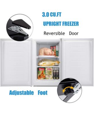 Upright Freezer 3.0 Cu.ft, Compact Mini Freezer with Reversible Single Door, Temperature Control, Removable Shelves, Small freezer Stainless Steel for Dorms Home Office, White
