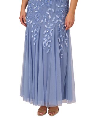 Women's Plus Floral-Design Embellished Gown