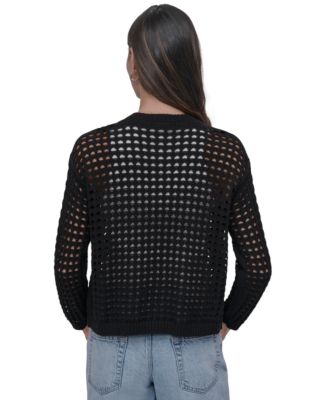 Petite Open-Stitch Cardigan Sweater