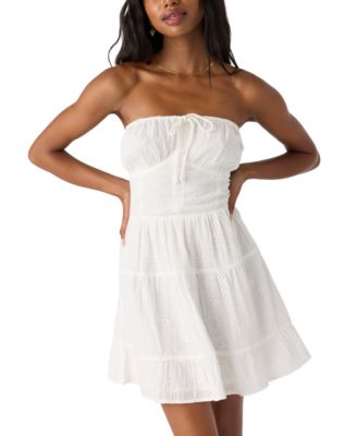 O'Neill - Juniors' Naya Cotton Eyelet Strapless Mini Dress
