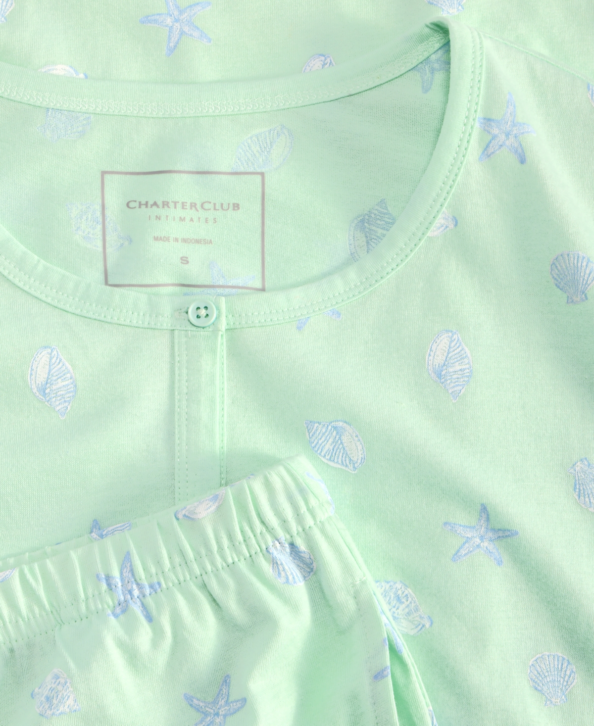 Charter Club Plus Size Cotton Floral Bermuda Pajamas Set, Created For Macy's In Blue