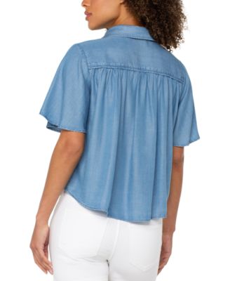 Petite Flutter-Sleeve Blouse