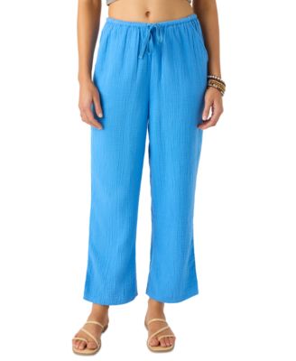 Juniors' Brenda Pull-On Cotton Crinkle Pants