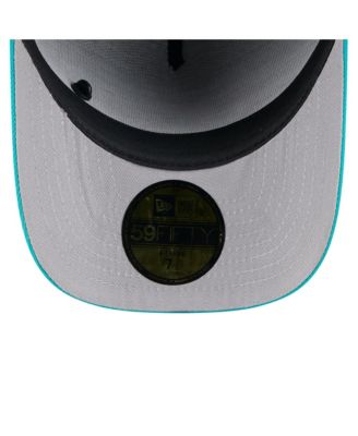 Men's Black/Aqua Miami Dolphins 2025 NFL Draft On Stage A-Frame 59FIFTY Fitted Hat