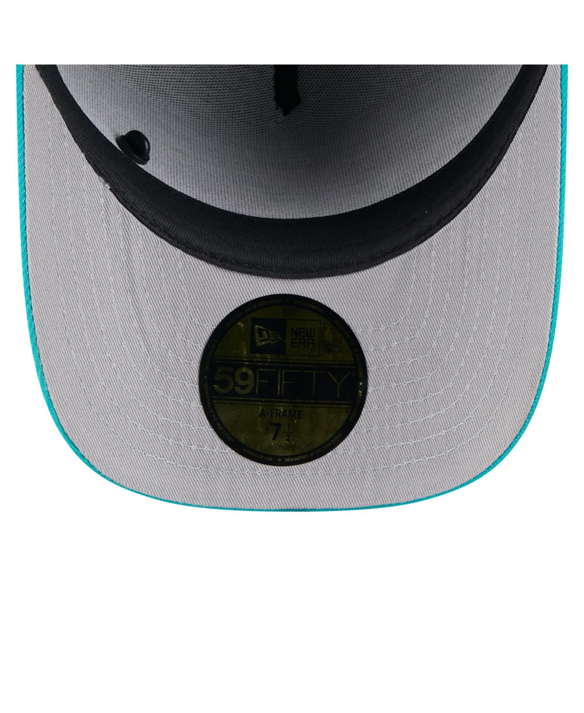 New Era Men's Black/aqua Miami Dolphins 2025 Nfl Draft On Stage A-frame 59fifty Fitted Hat In Black,aqua