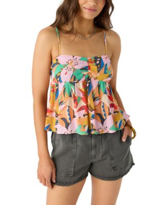 O'Neill - Juniors' Reeta Printed Crinkled Sleeveless Top