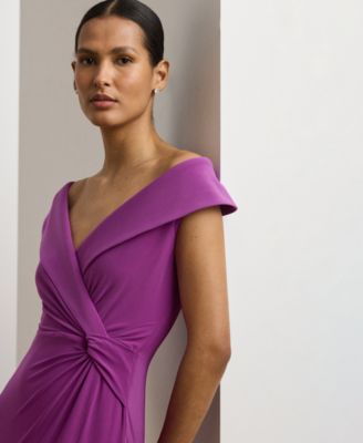 Women's Jersey Off-the-Shoulder Side-Slit Column Gown